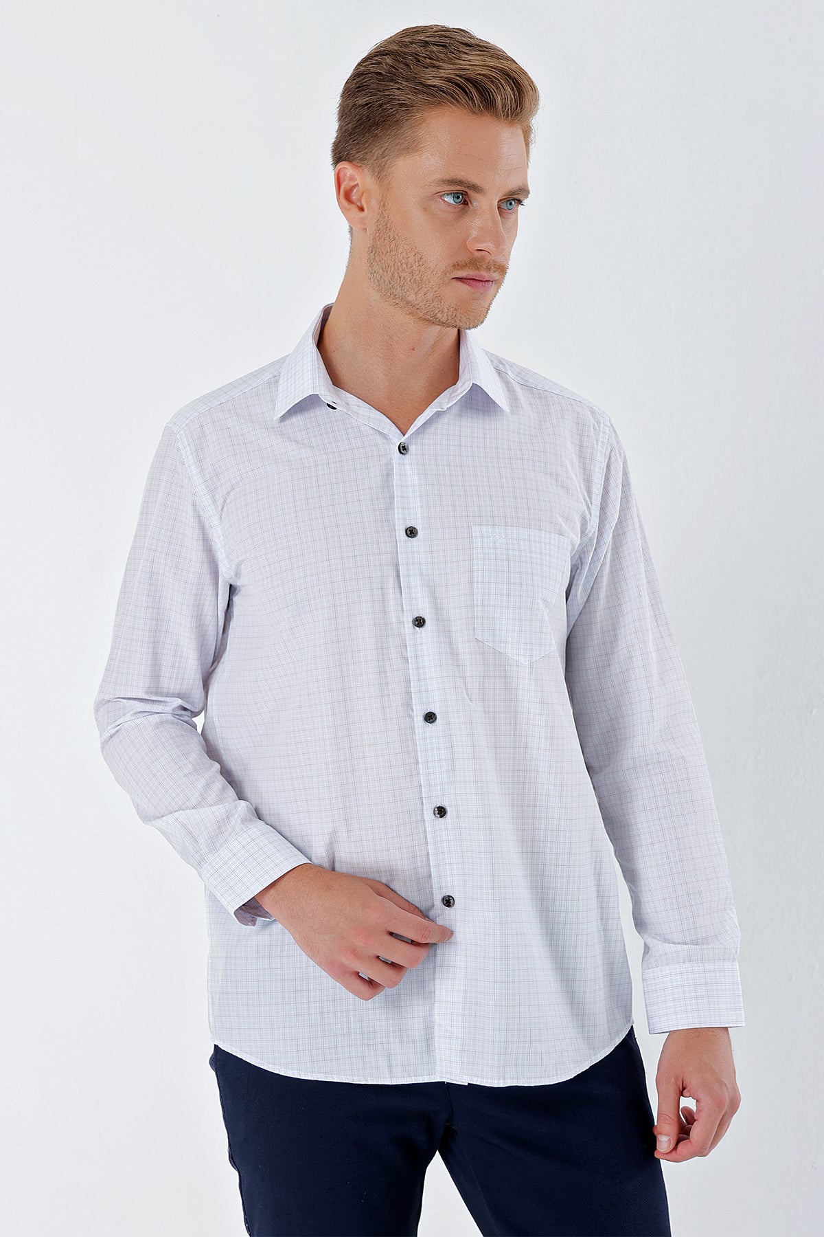 Comfort-Fit Striped Shirt - White