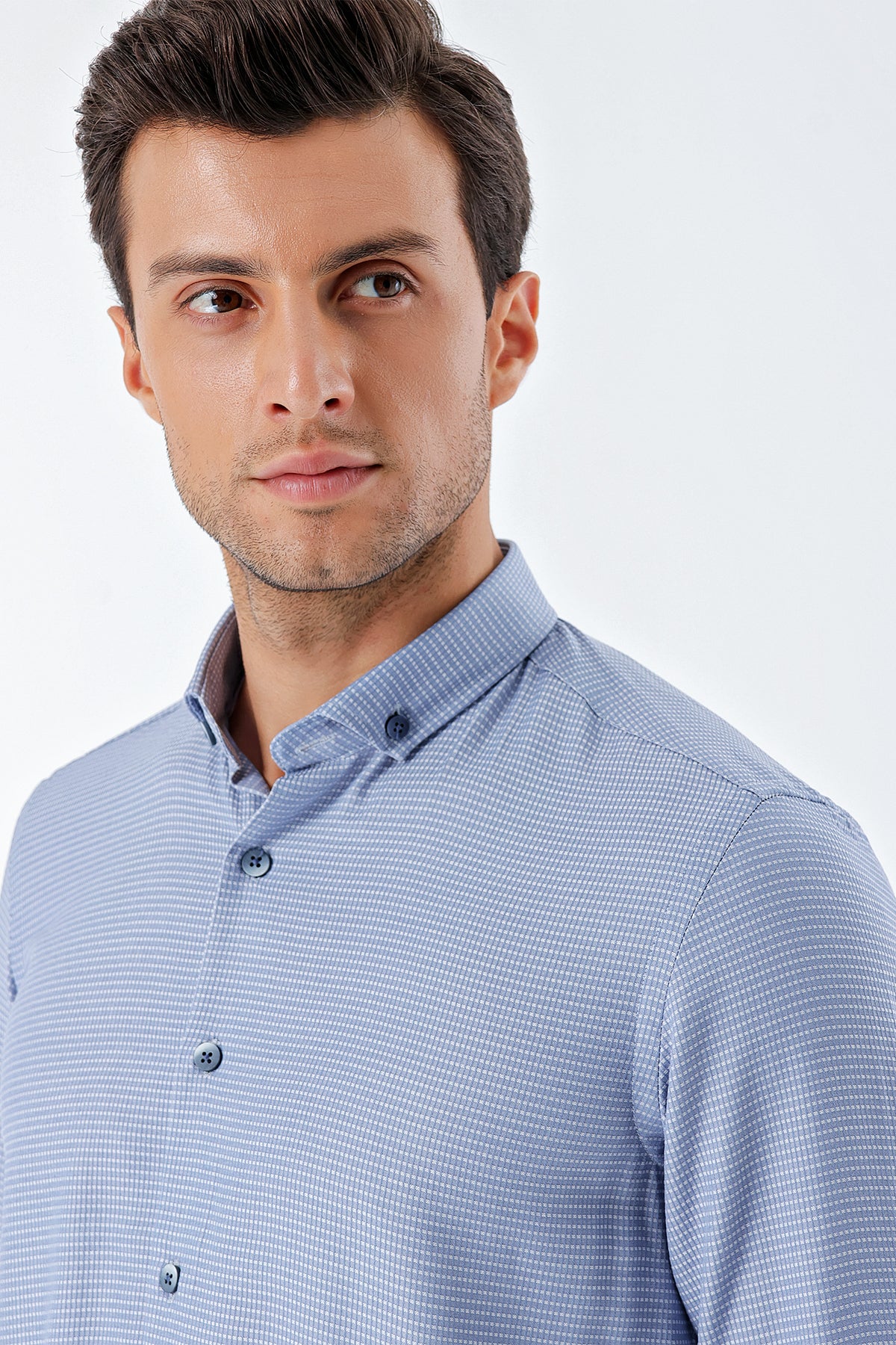 Slim-Fit Textured Oxford Shirt - Blue