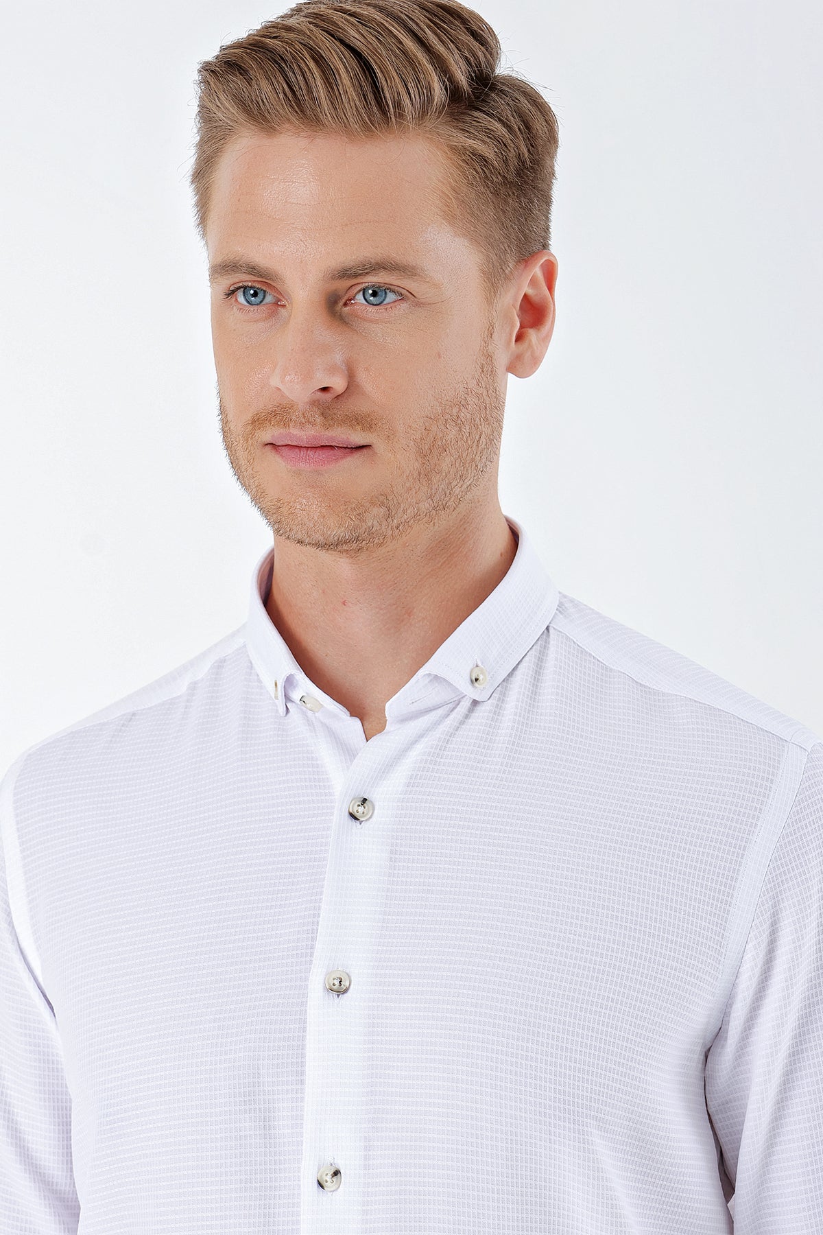 Slim-Fit Textured Oxford Shirt - White