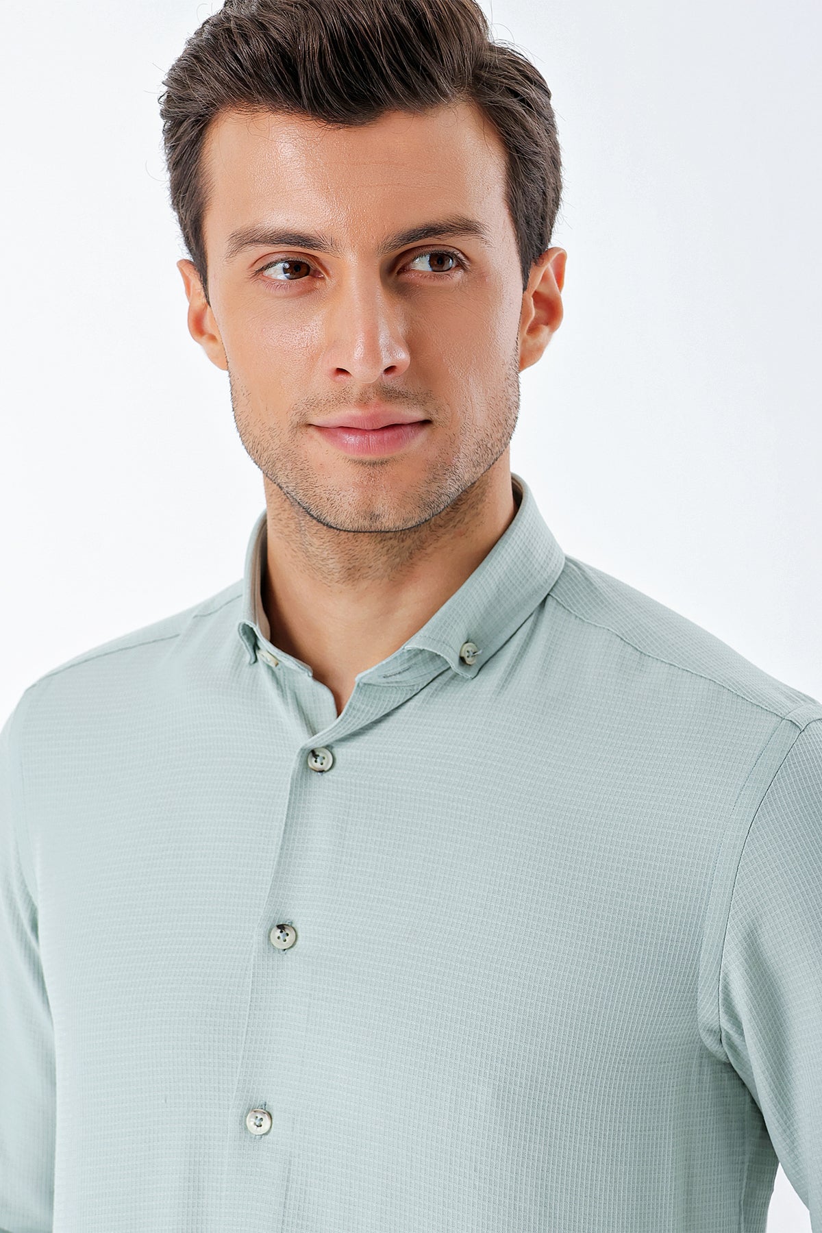 Slim-Fit Textured Oxford Shirt - Mint Green