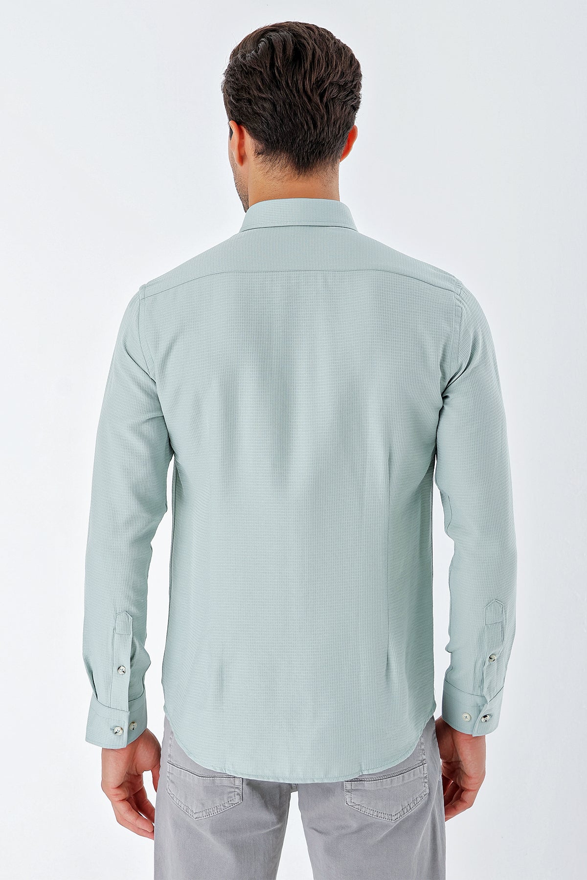 Slim-Fit Textured Oxford Shirt - Mint Green