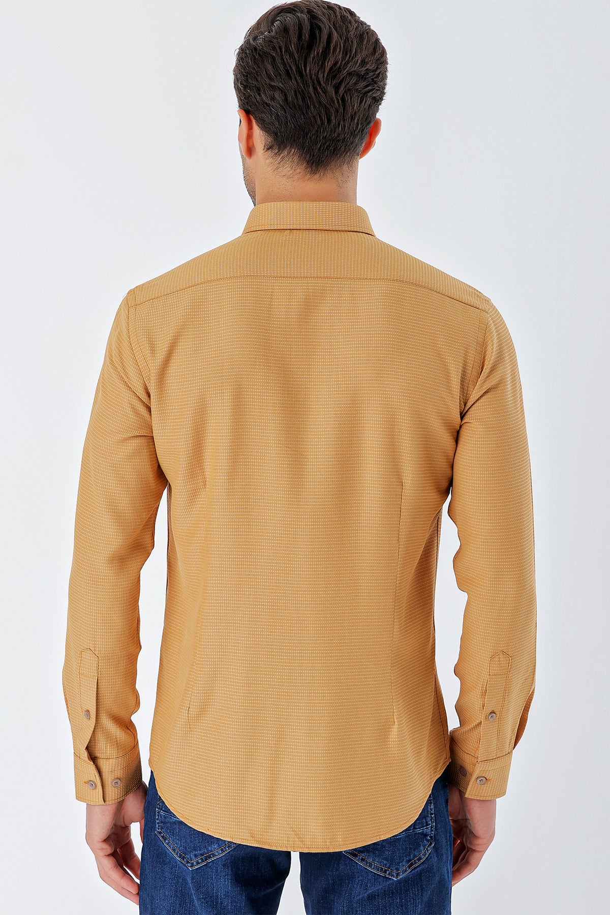 Slim-Fit Textured Oxford Shirt - Camel