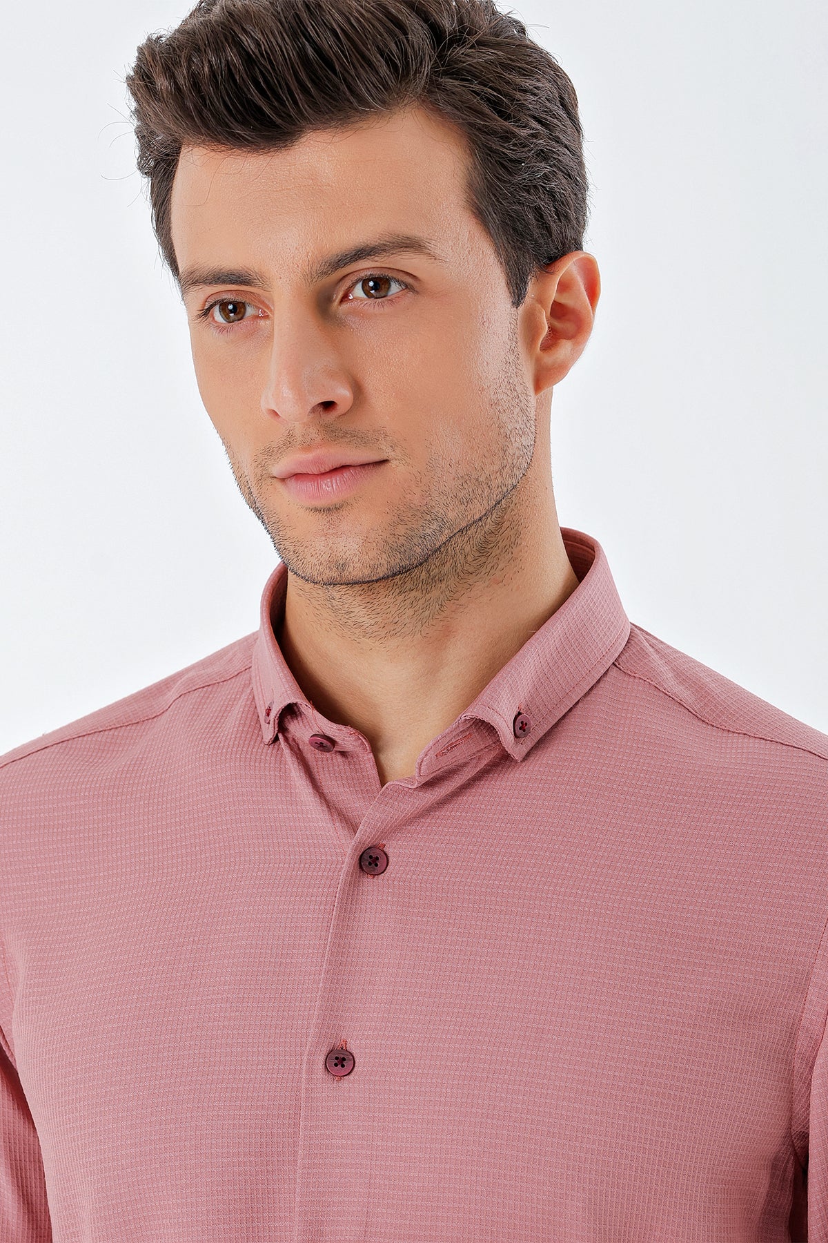 Slim-Fit Textured Oxford Shirt - Rose