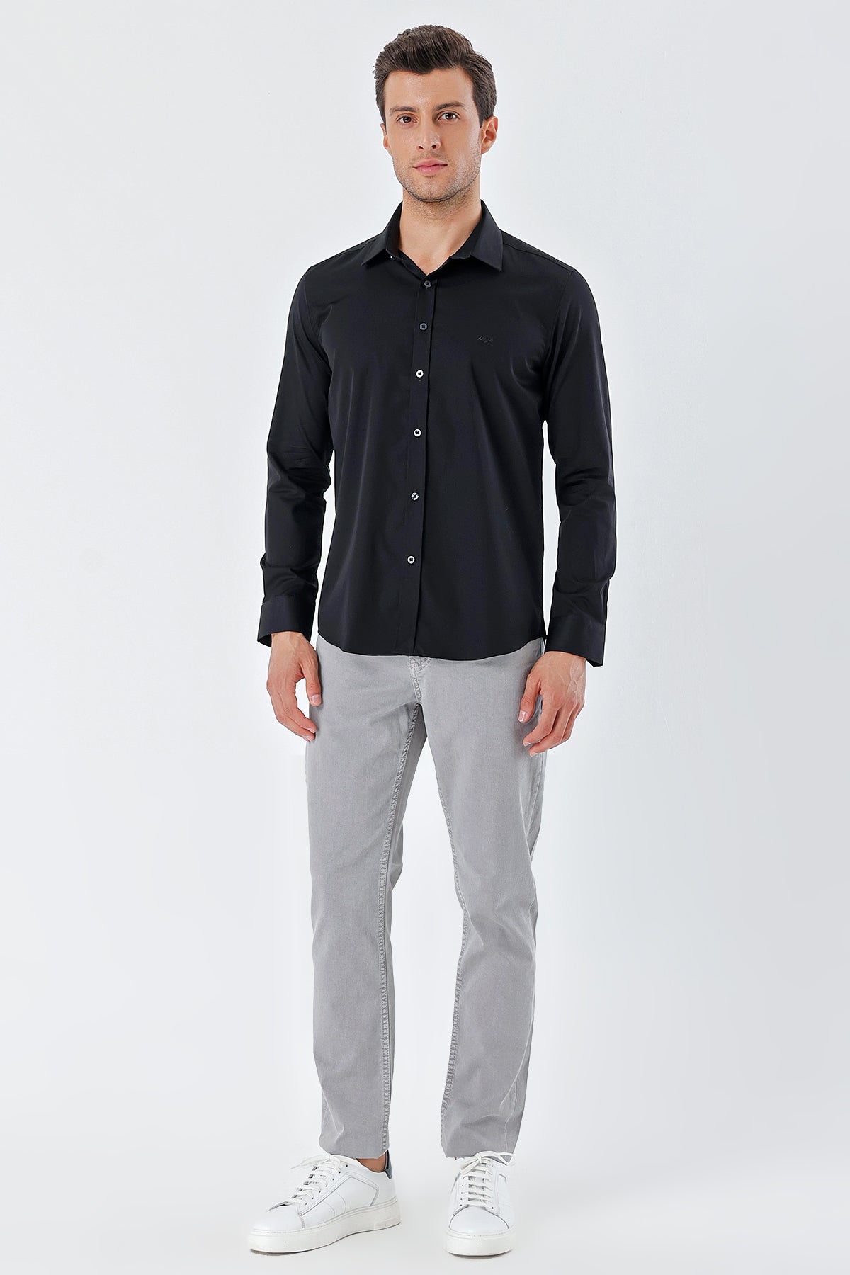 Slim-Fit Premium Basic Shirt - Black