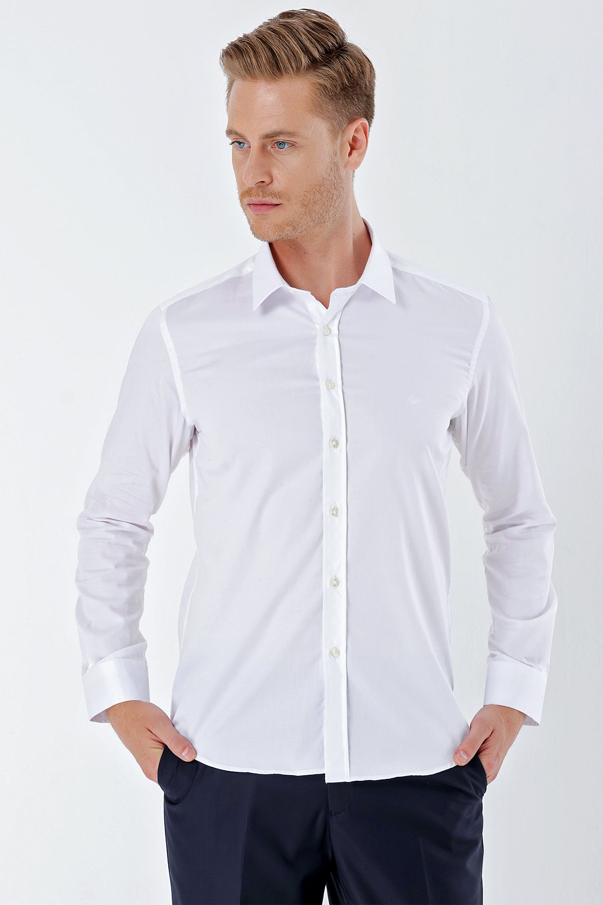 Slim-Fit Premium Basic Shirt - White