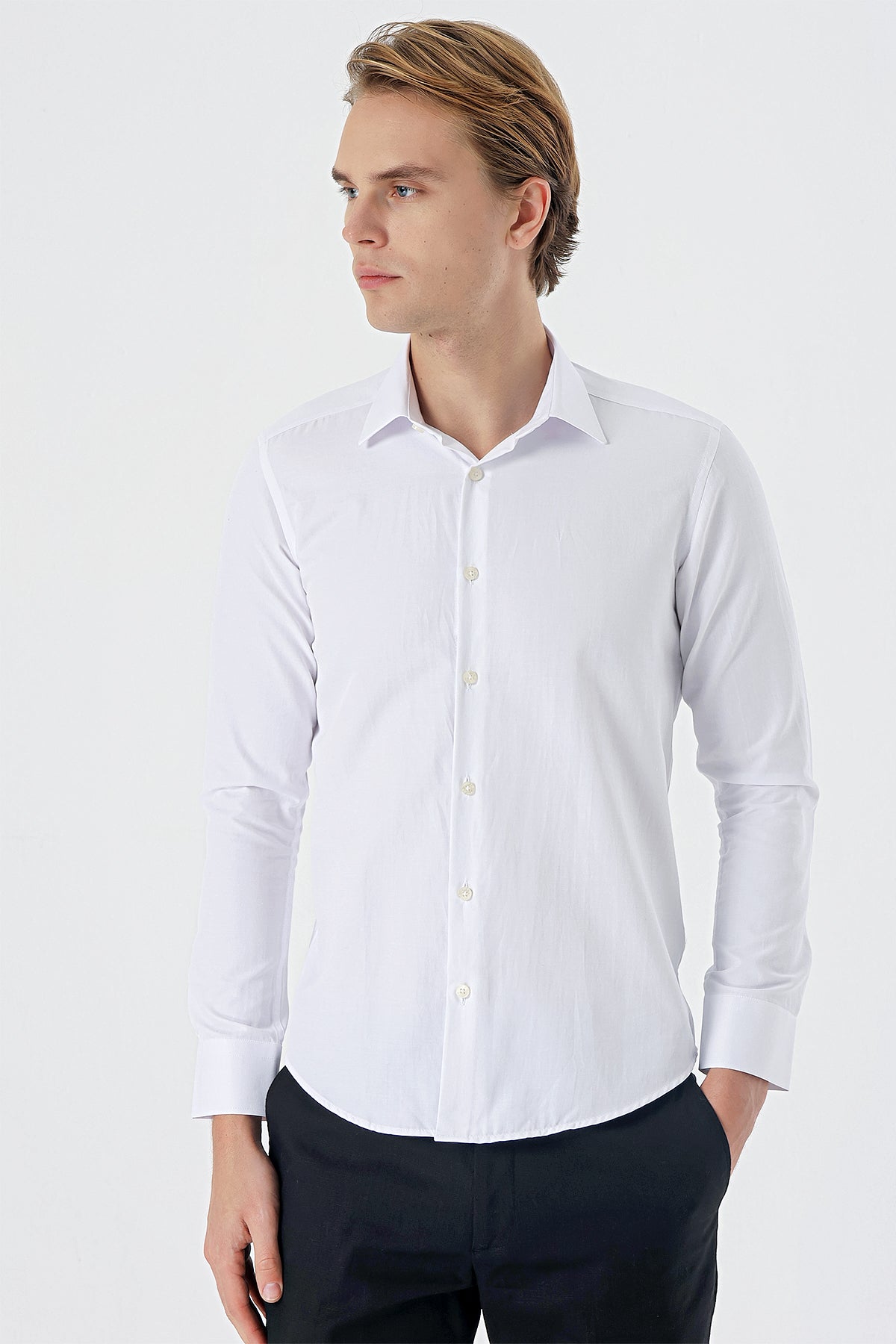 Slim-Fit Basic Shirt - White