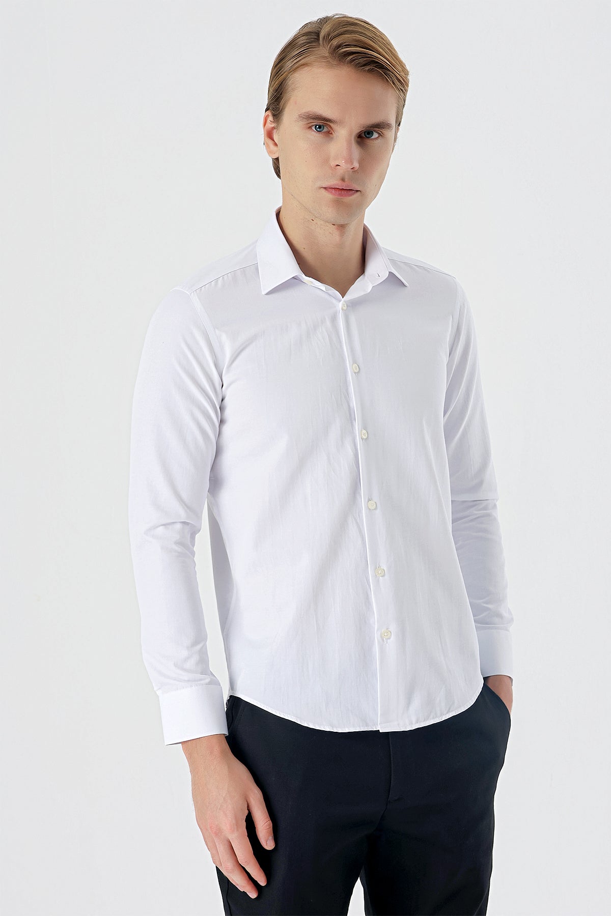 Slim-Fit Basic Shirt - White