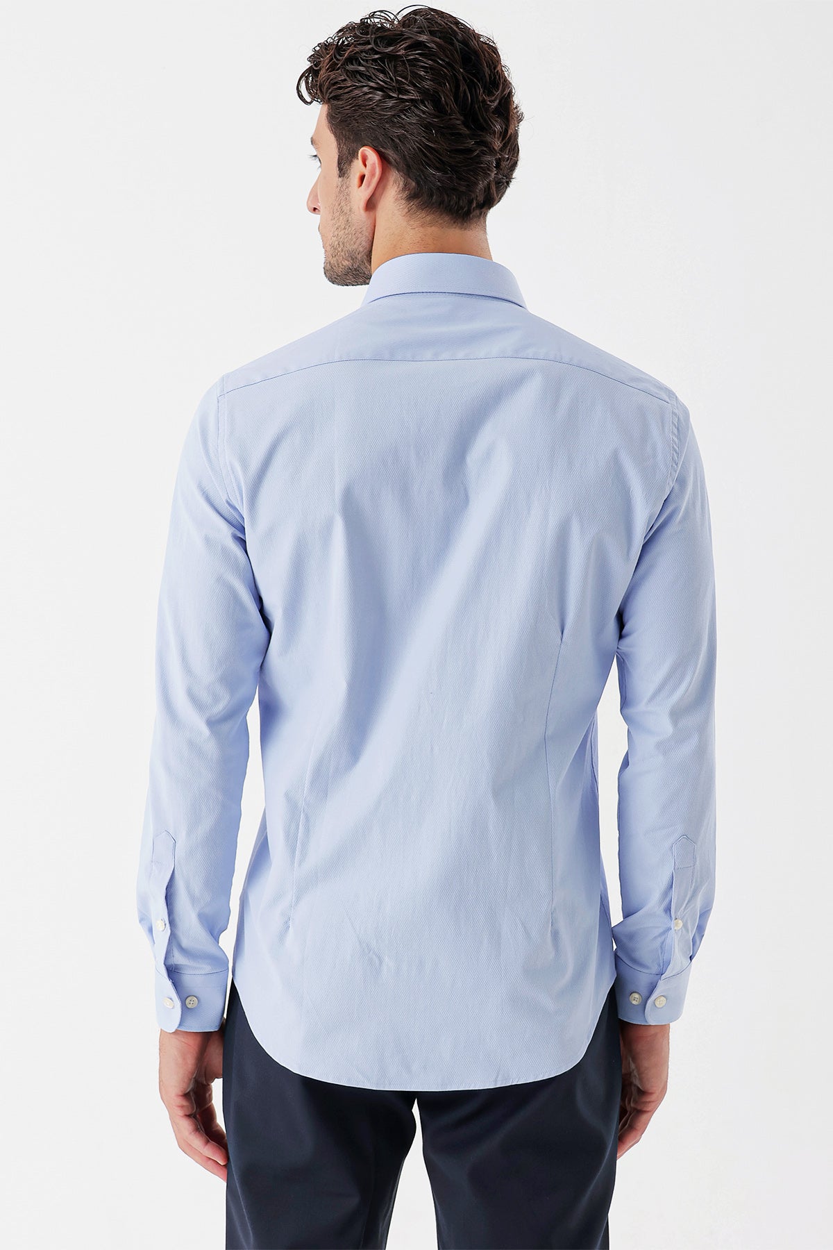 Slim-Fit Textured Classic Shirt - Light Blue