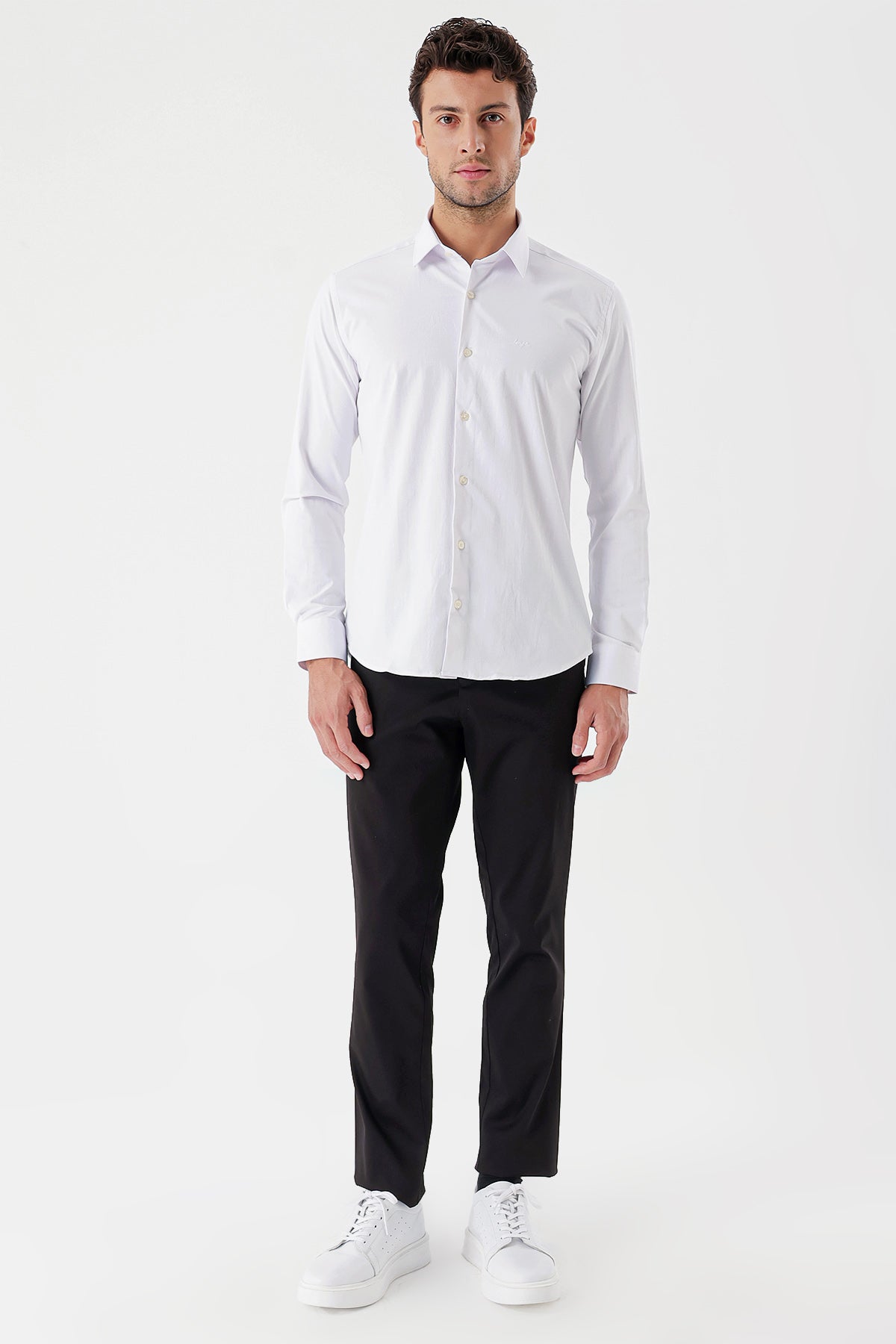 Slim-Fit Textured Classic Shirt - White