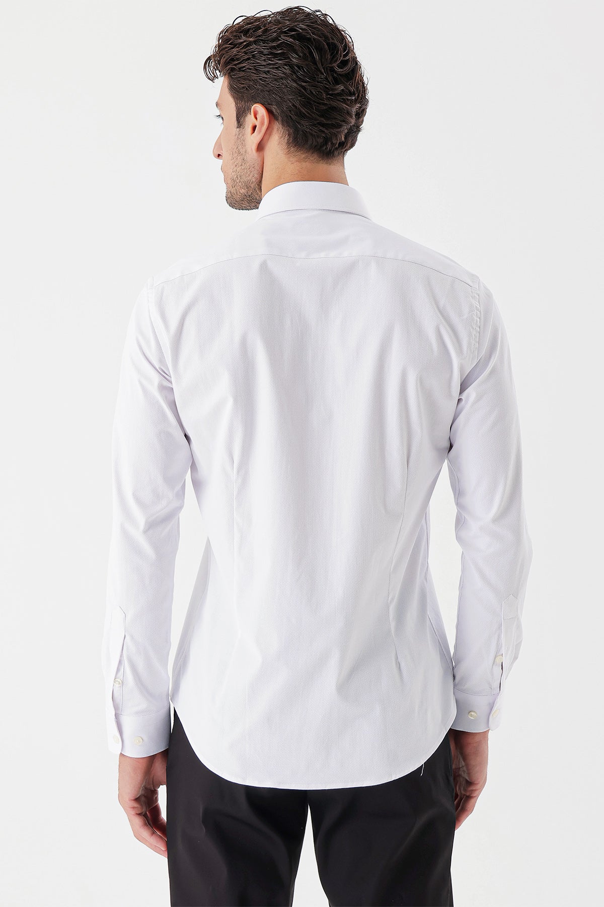 Slim-Fit Textured Classic Shirt - White