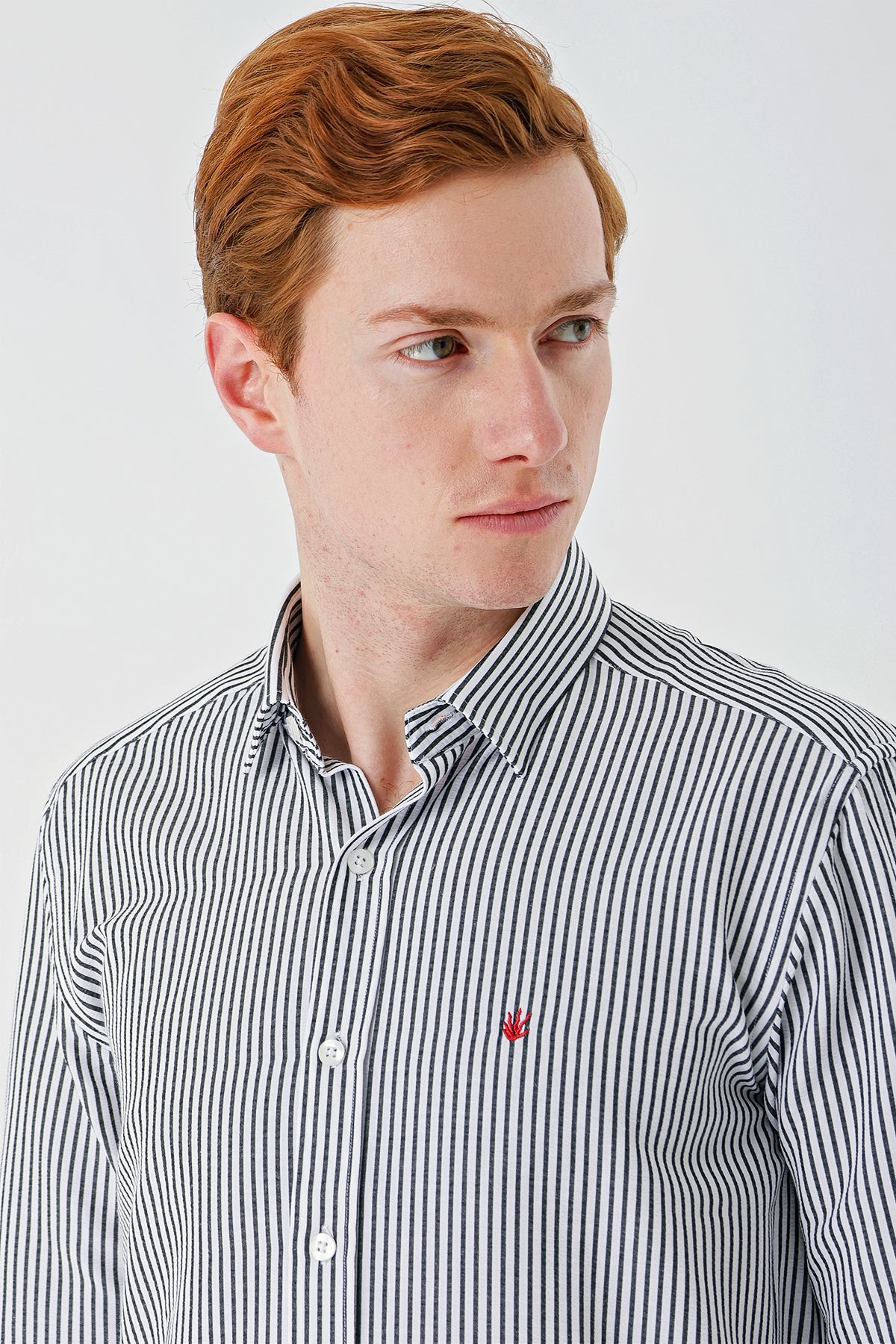 Slim-Fit Striped Oxford Shirt - Black