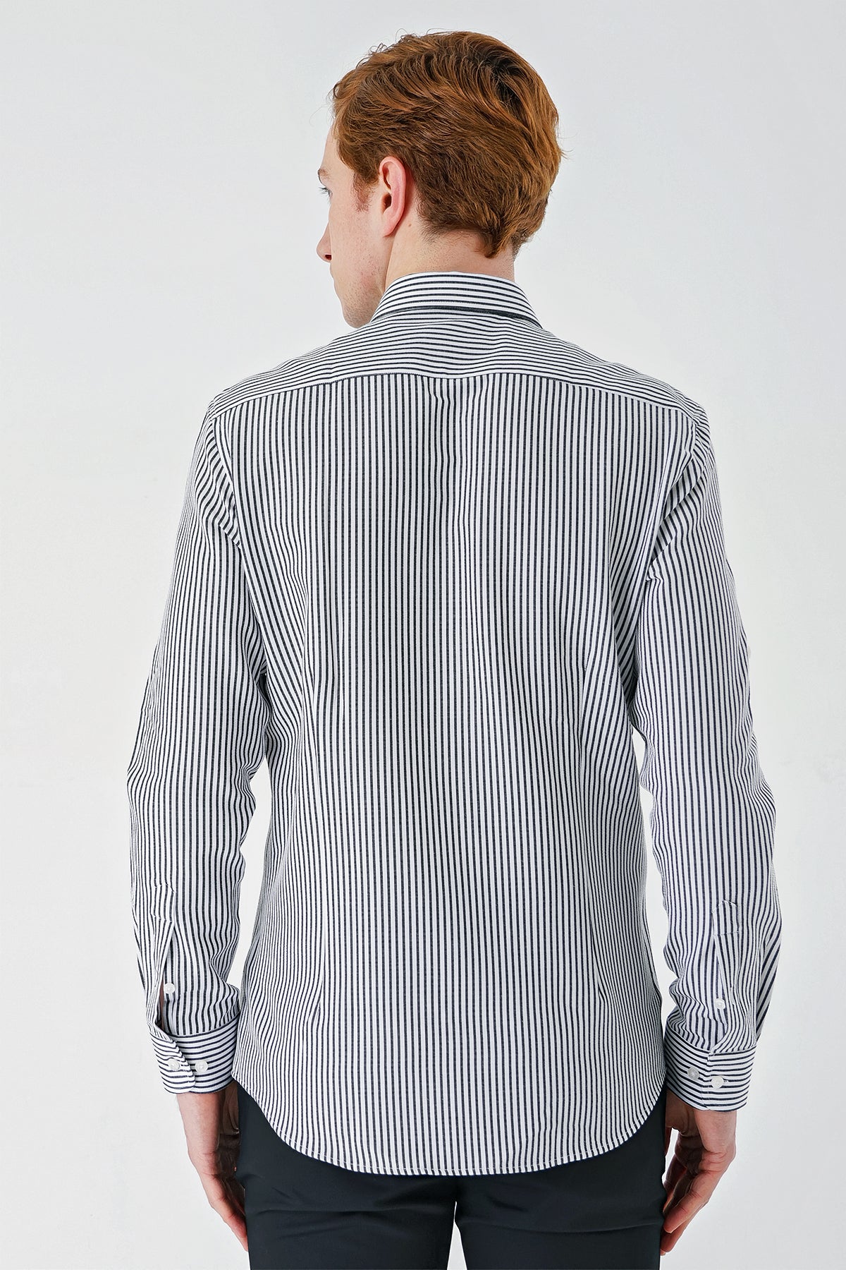 Slim-Fit Striped Oxford Shirt - Black