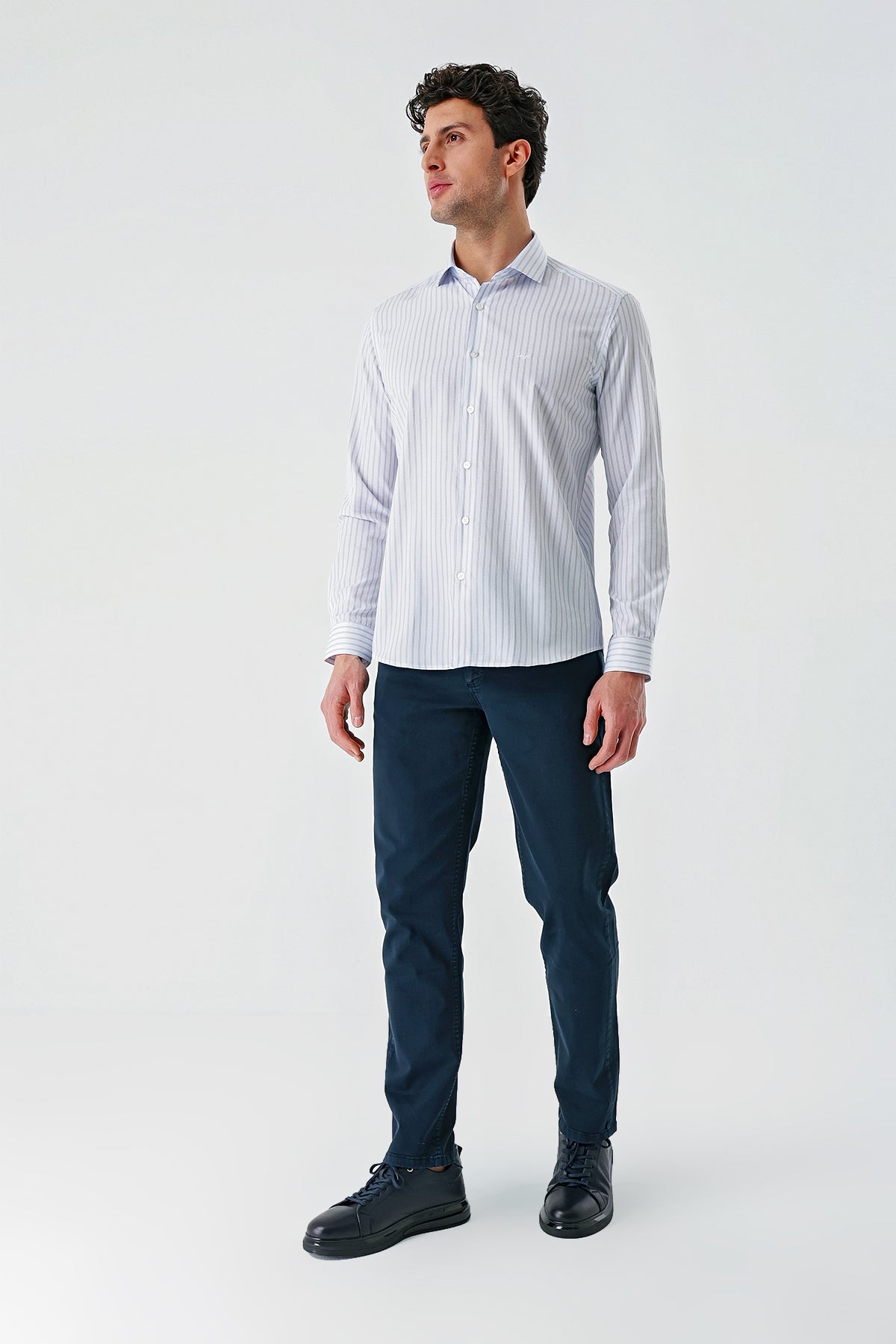 Slim-Fit Striped Shirt - White X Navy