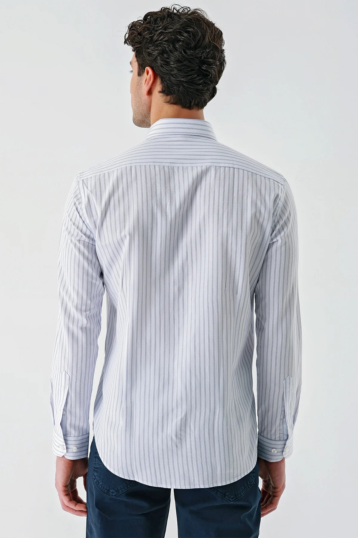 White X Navy Slim-Fit Striped Shirt
