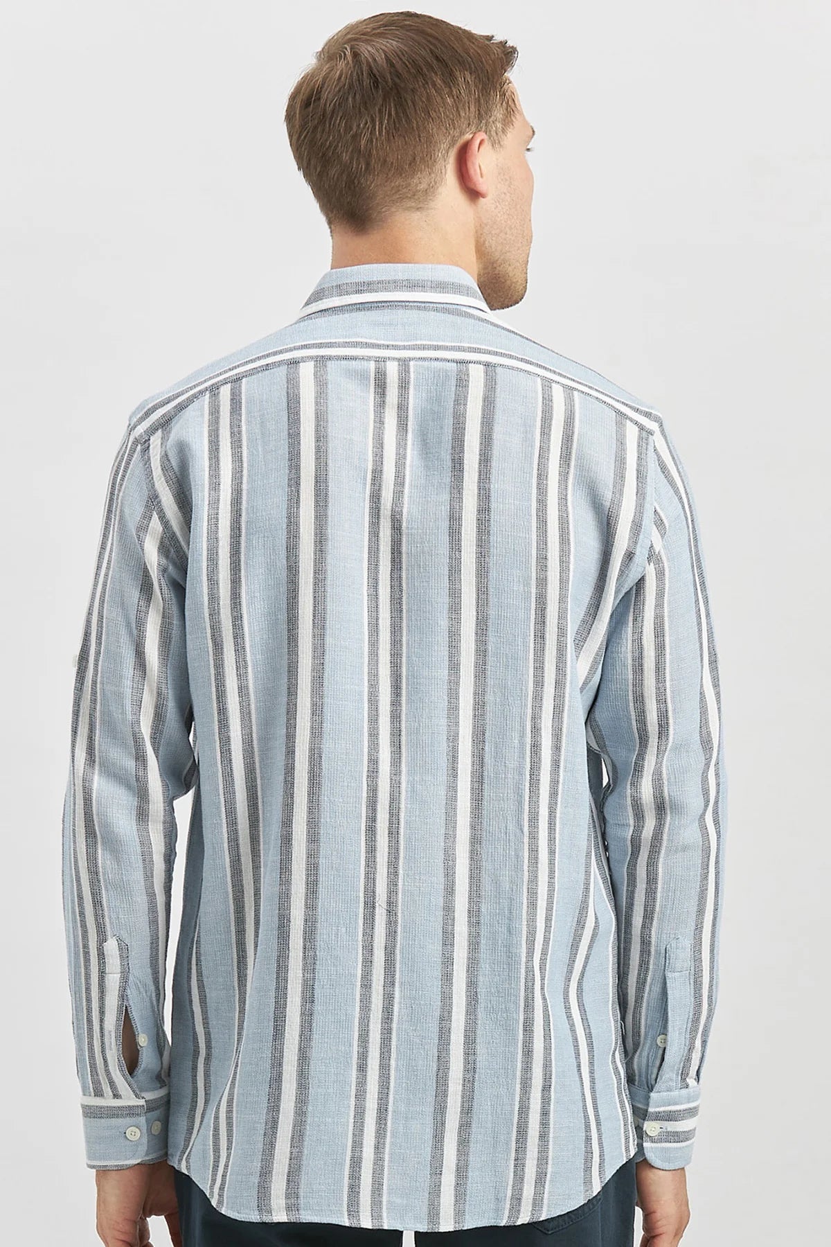 Light Blue Comfort-Fit Striped Oxford Shirt