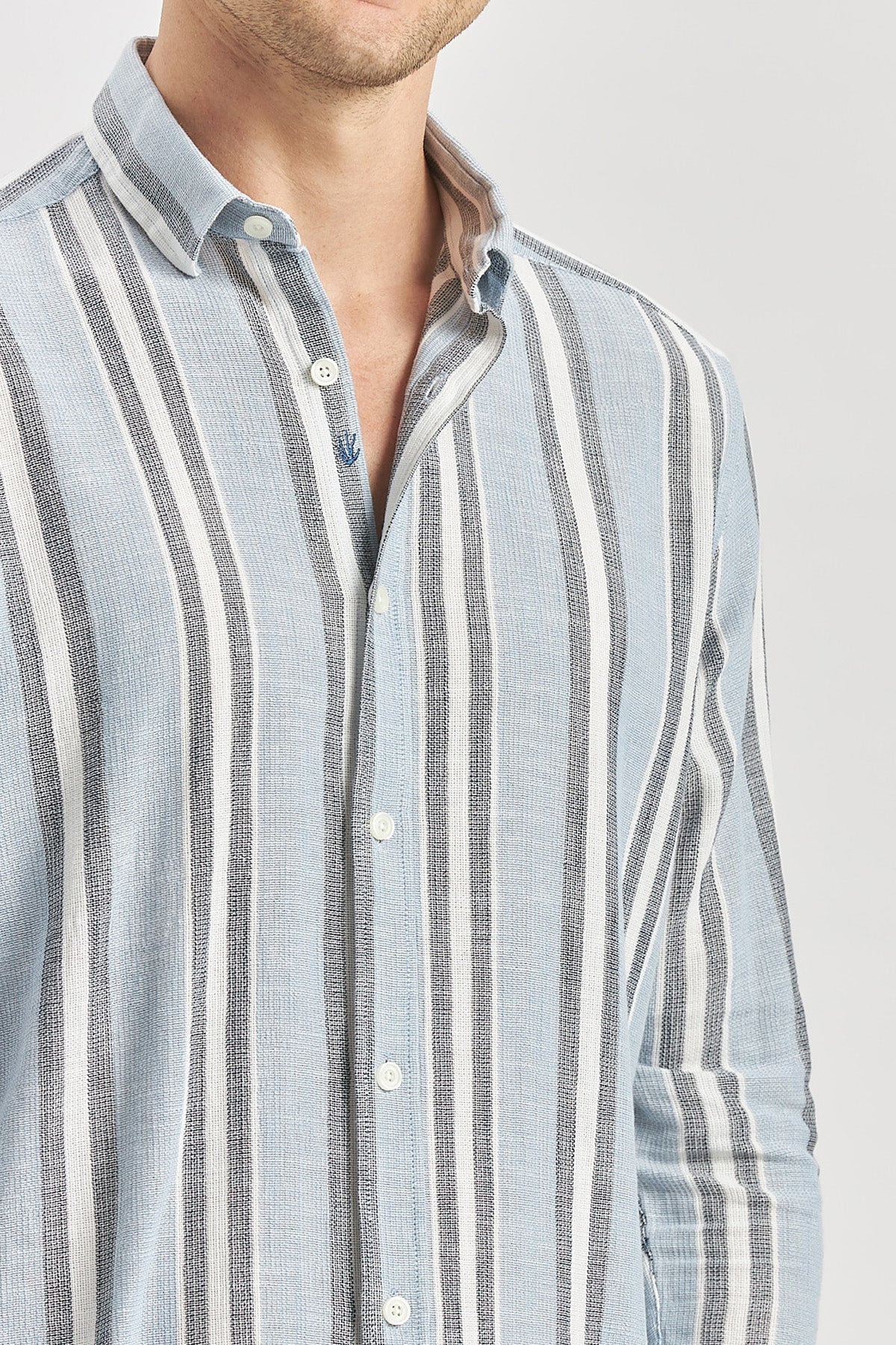 Light Blue Comfort-Fit Striped Oxford Shirt