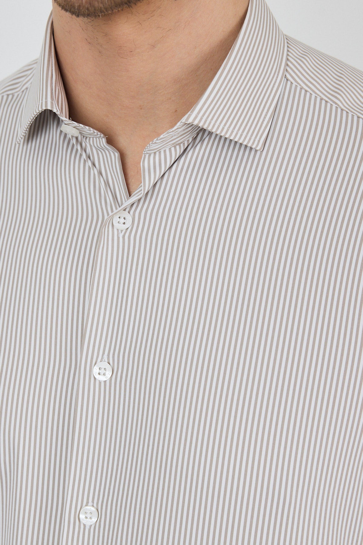Slim-Fit Stripped Classic Shirt (EASY IRON) - Beige