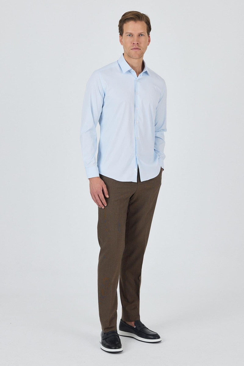 Slim-Fit Classic Water Resistant Shirt - Light Blue