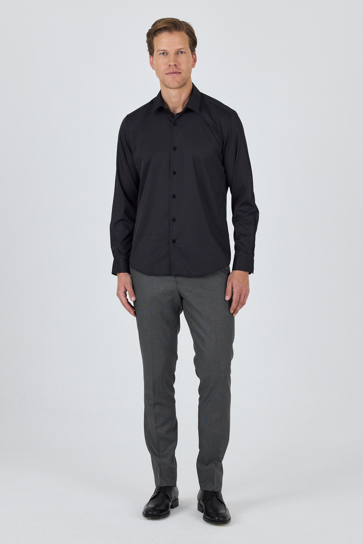 Slim-Fit Classic Water Resistant Shirt - Black