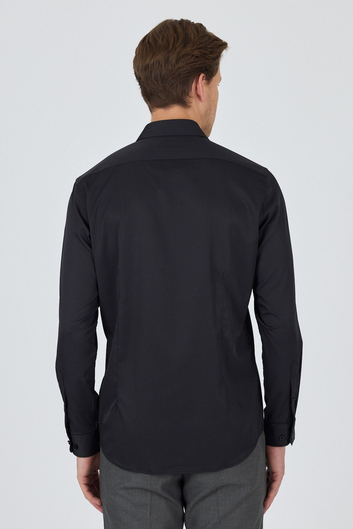 Slim-Fit Classic Water Resistant Shirt - Black
