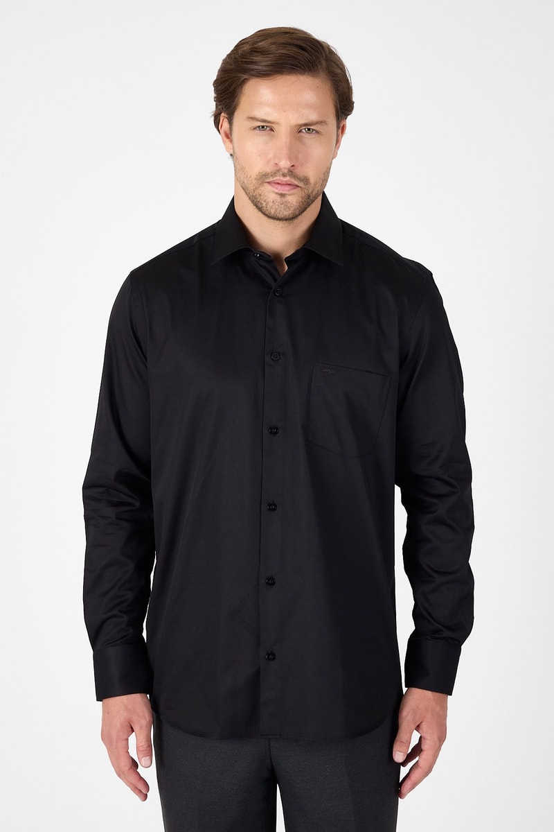Comfort-Fit Premium Classic Shirt - Black