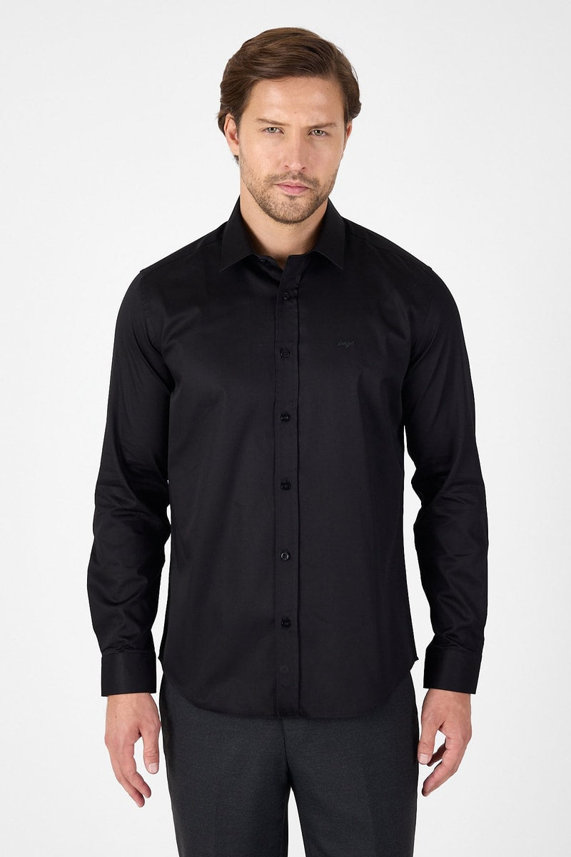 Slim-Fit Premium Classic Shirt - Black