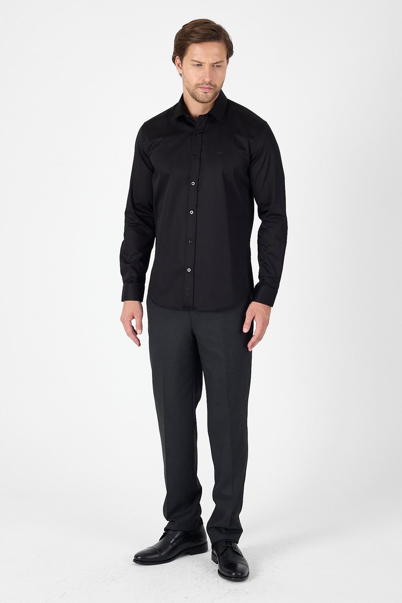 Slim-Fit Premium Classic Shirt - Black