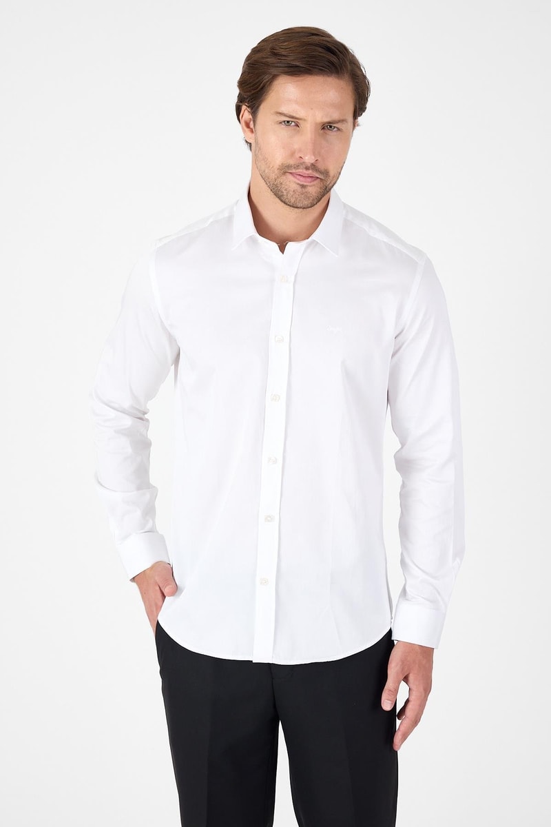 Slim-Fit Premium Classic Shirt - White