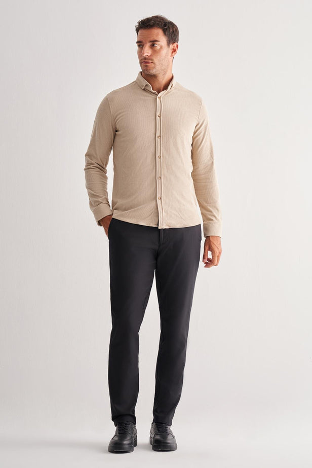 Slim-Fit Corduroy Shirt - Begie