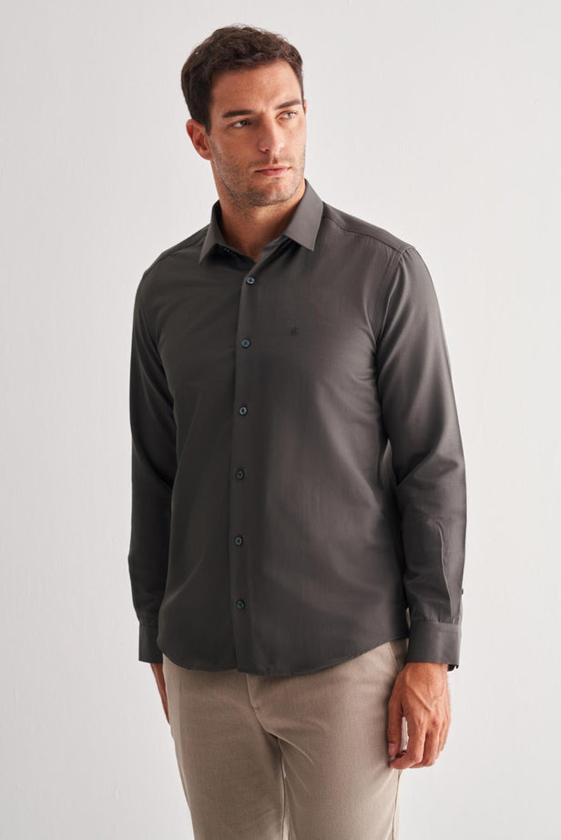 Slim-Fit Classic Shirt - Khaki