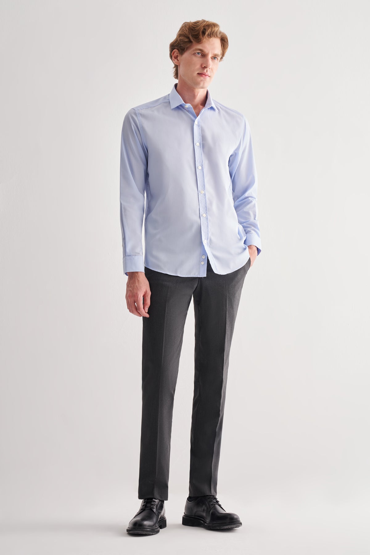 Slim-Fit Easy iron Classic Shirt - Light Blue
