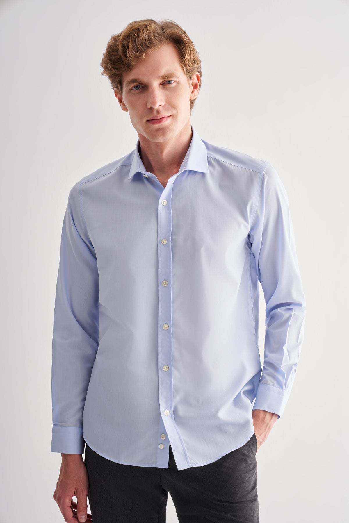Slim-Fit Easy iron Classic Shirt - Light Blue