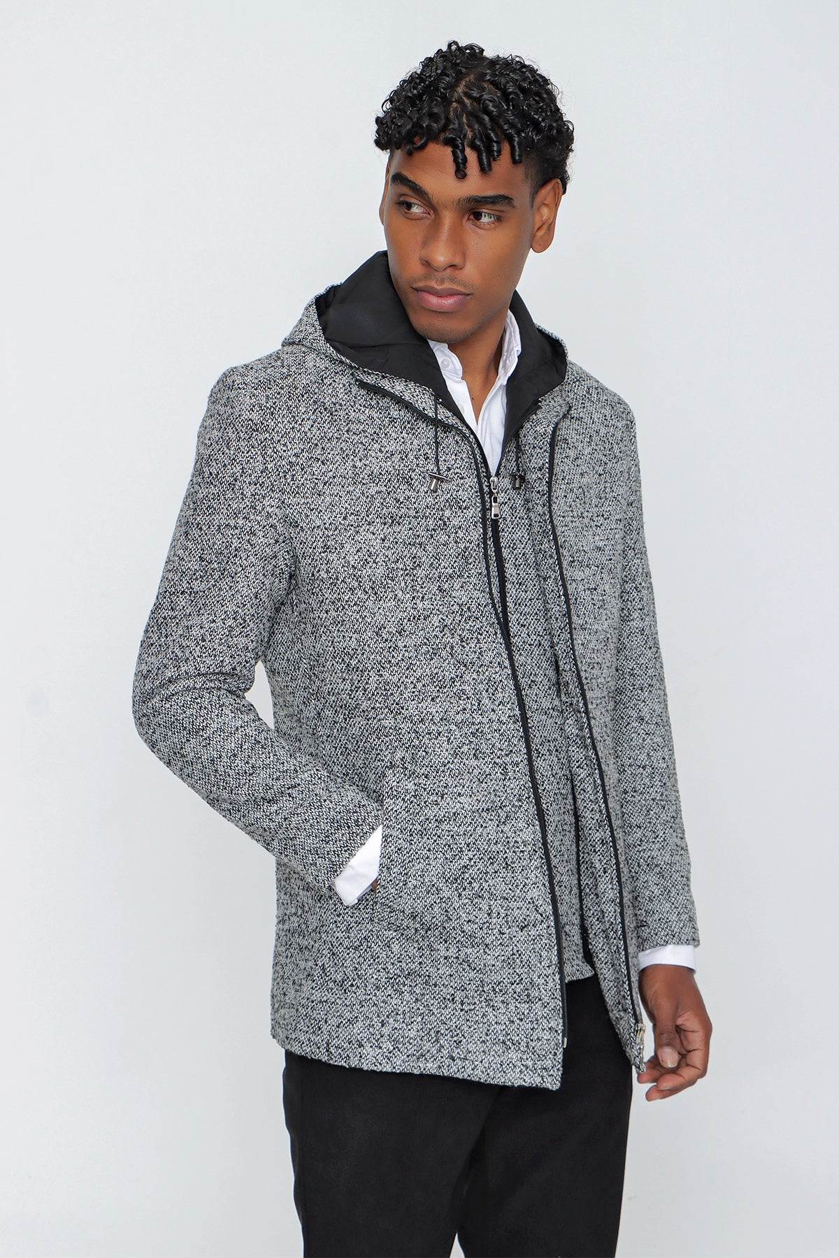 Slim-Fit Patterned Jacket - Grey