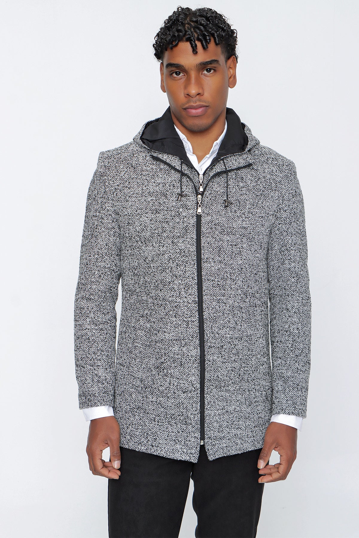 Slim-Fit Patterned Jacket - Grey