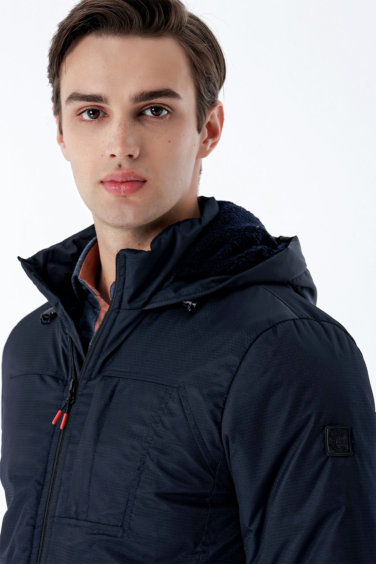 Slim-Fit Hooded Casual Jacket - Navy