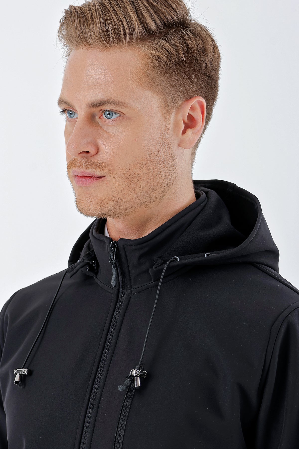 Slim-Fit Hooded Casual Jacket - Black