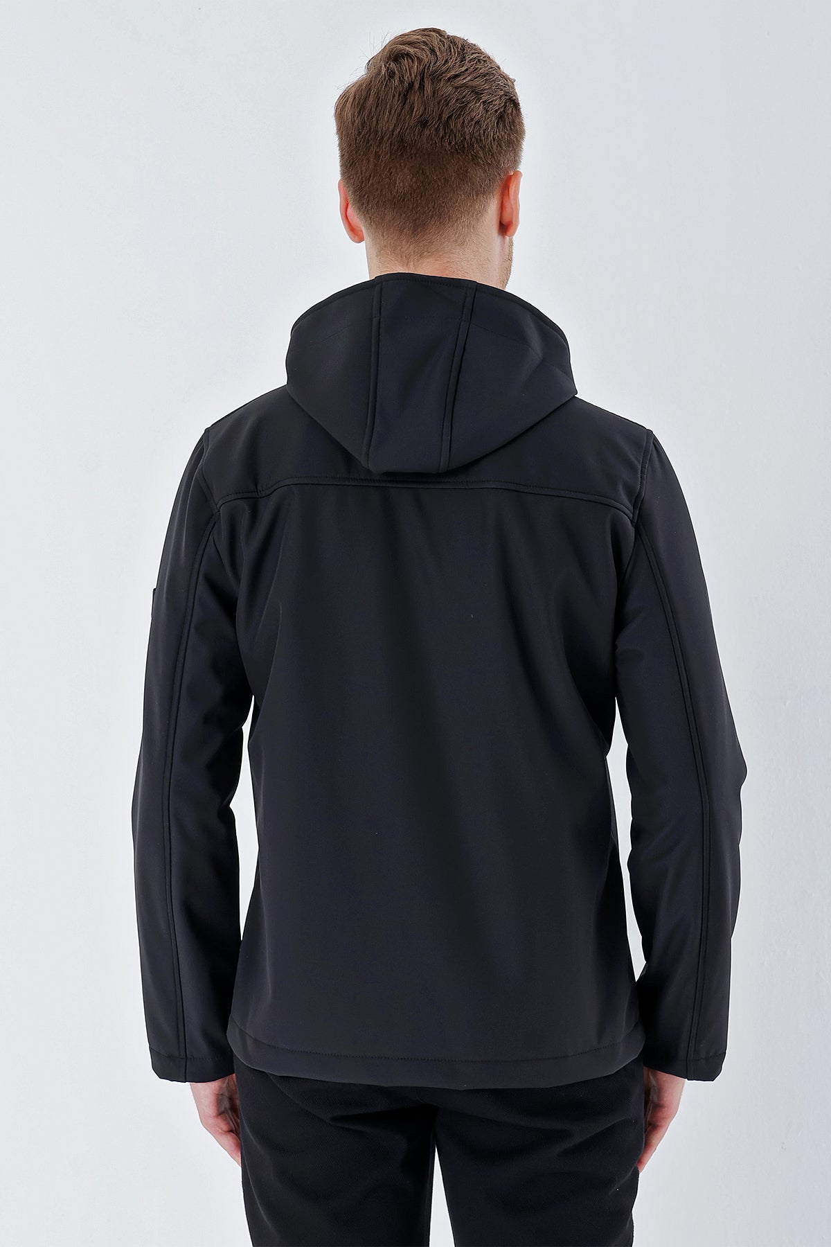 Slim-Fit Hooded Casual Jacket - Black