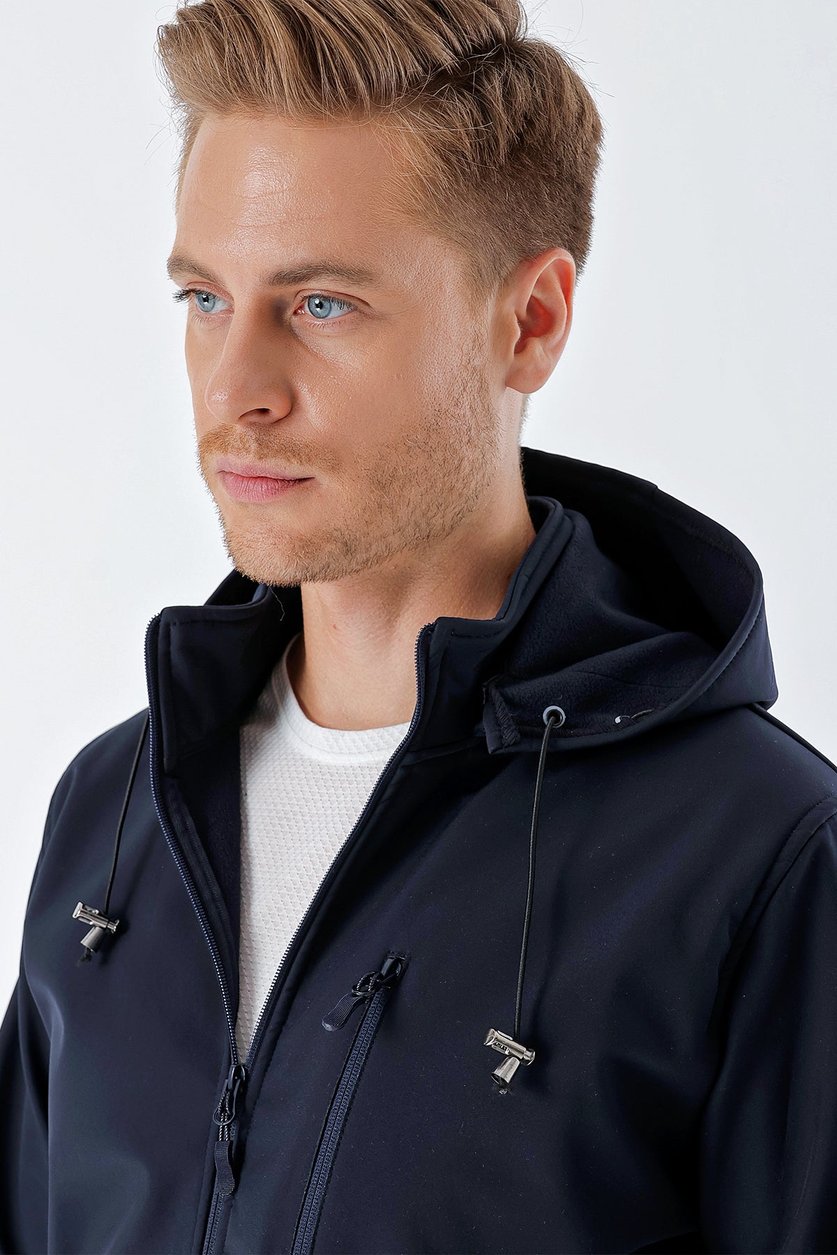 Slim-Fit Hooded Casual Jacket - Navy