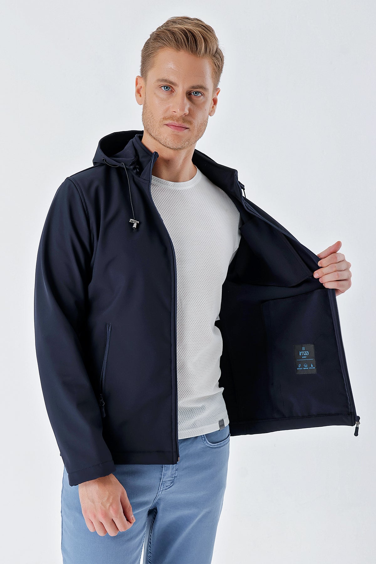 Slim-Fit Hooded Casual Jacket - Navy