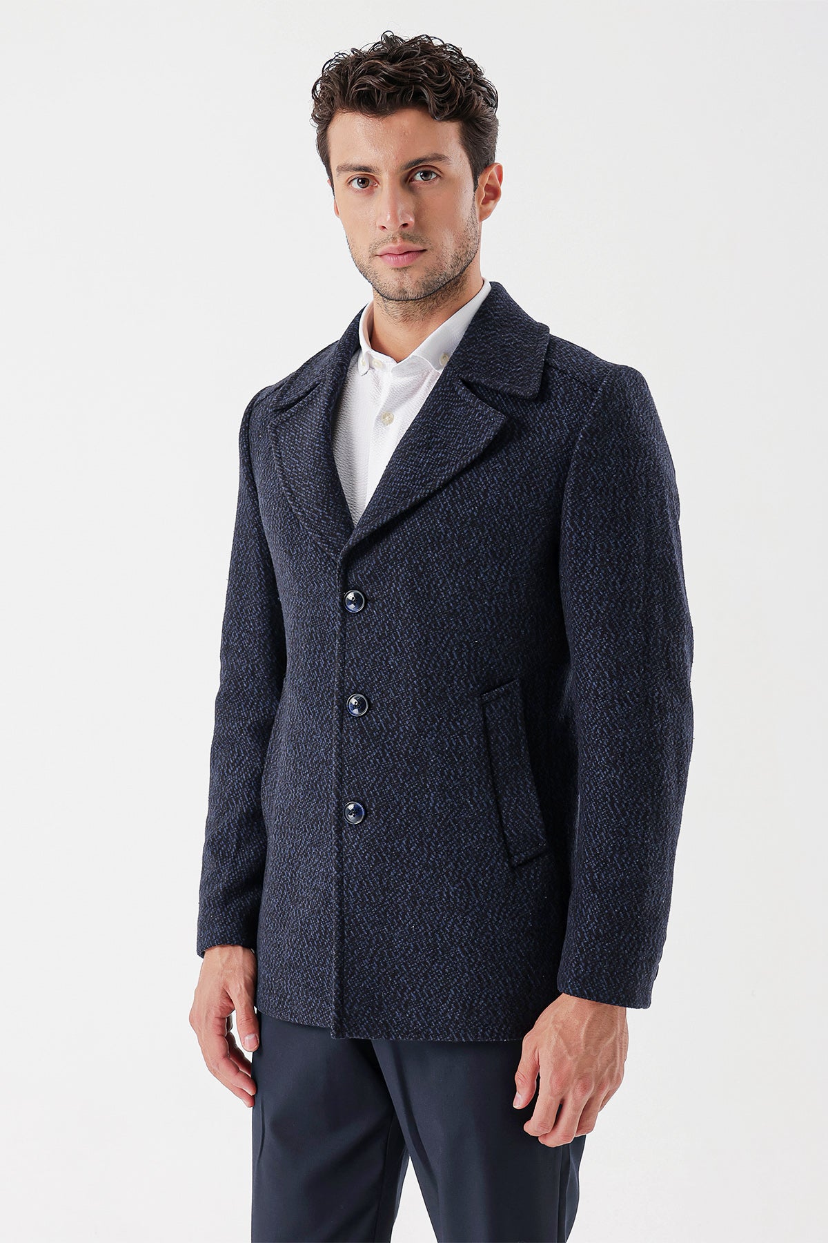 Slim-Fit Patterned Jacket - Navy