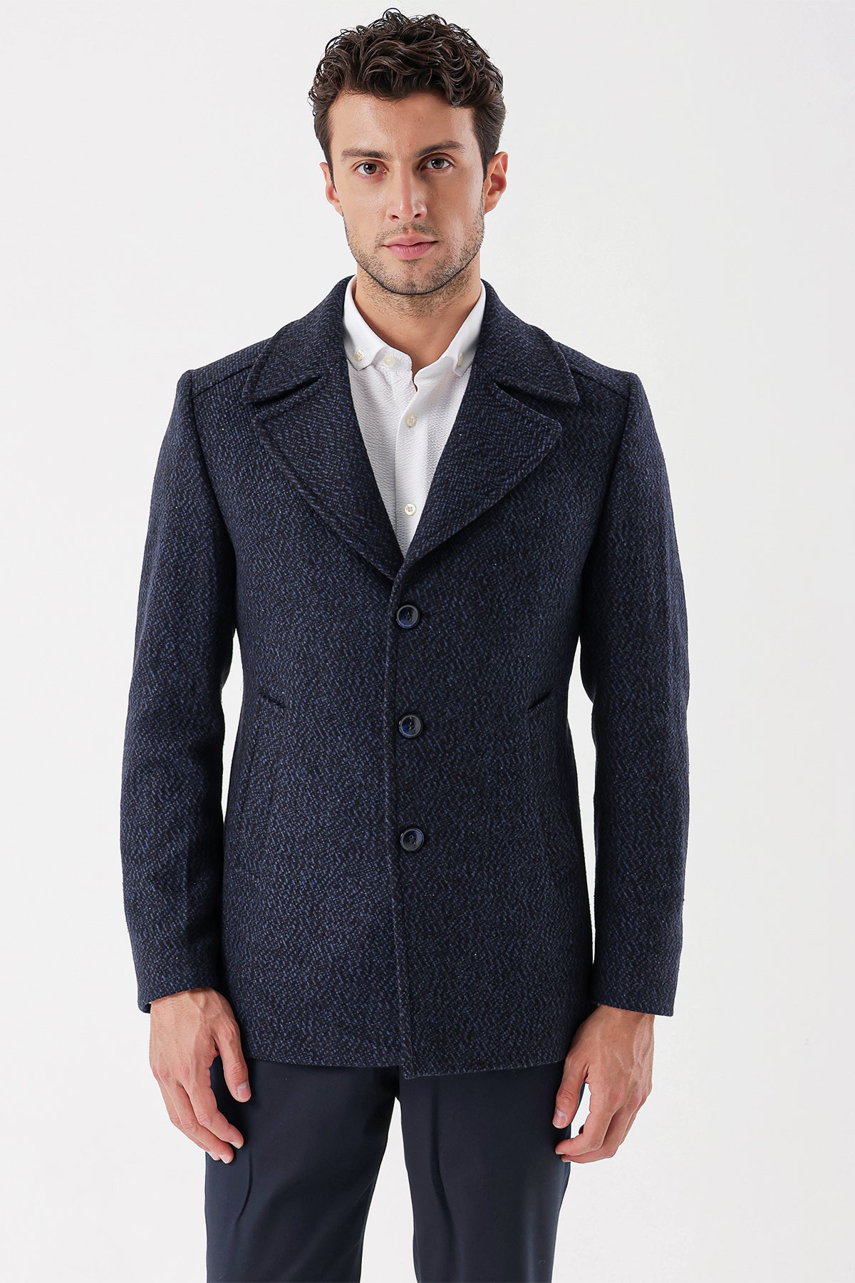 Slim-Fit Patterned Jacket - Navy