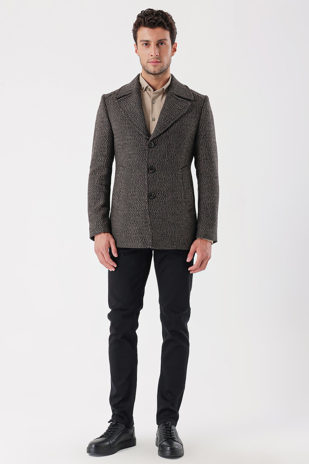 Slim-Fit Patterned Jacket - Brown