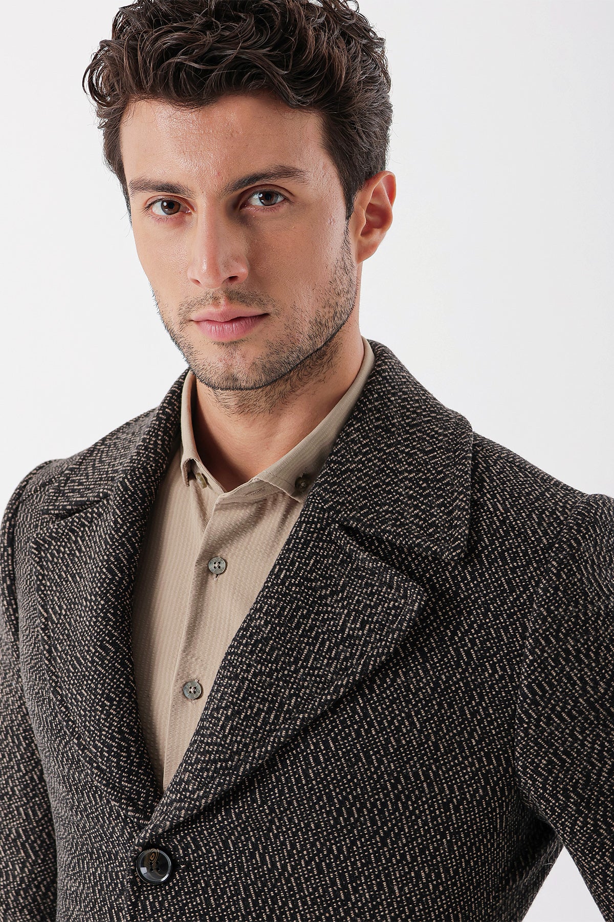 Slim-Fit Patterned Jacket - Brown