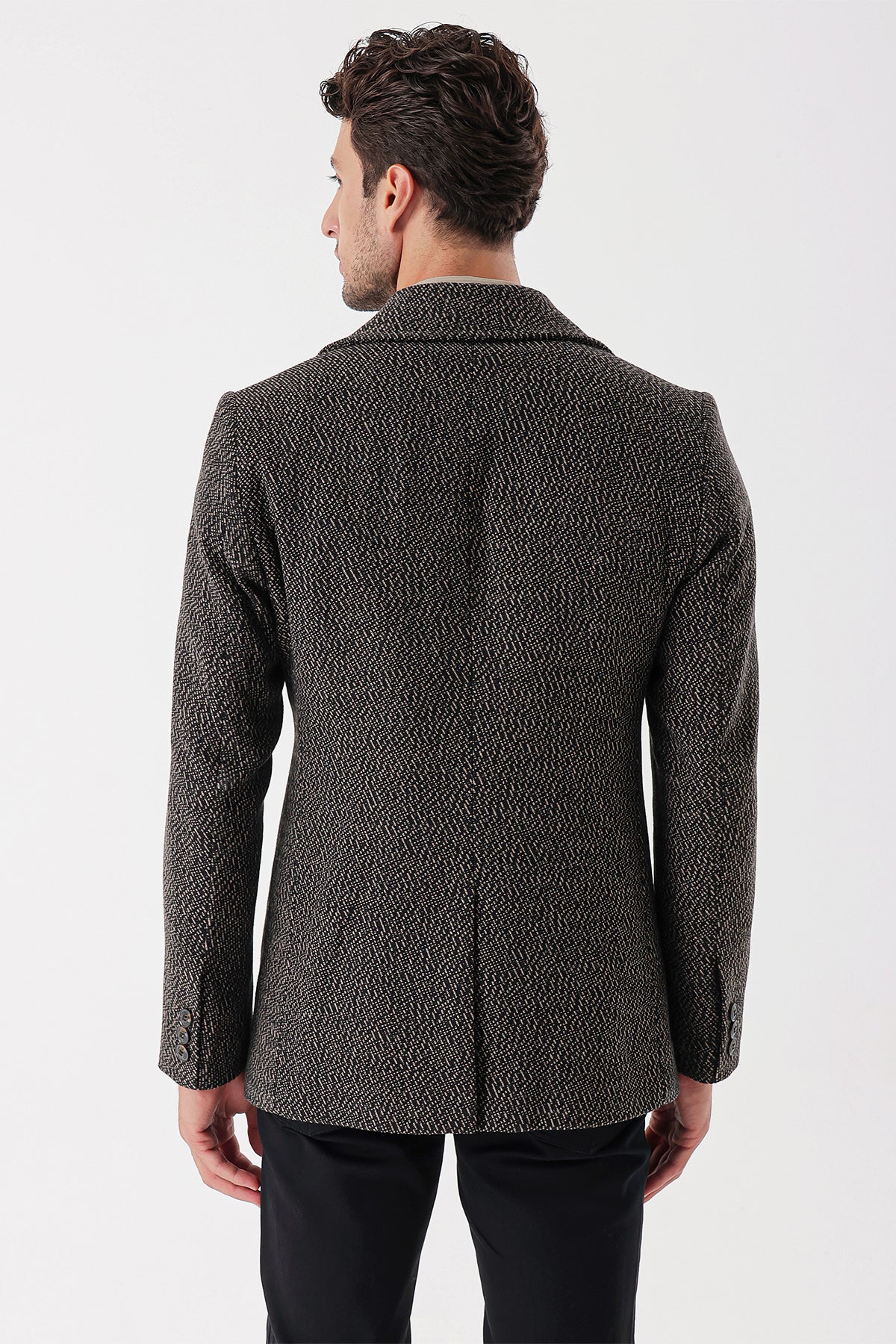 Slim-Fit Patterned Jacket - Brown