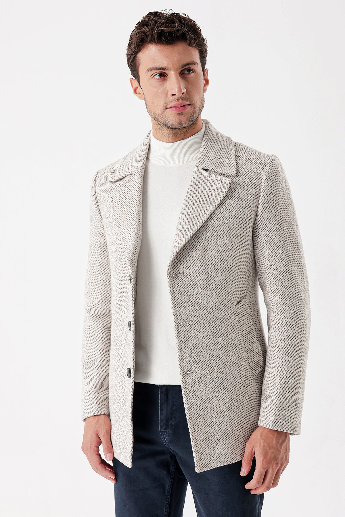 Slim-Fit Patterned Jacket - Beige