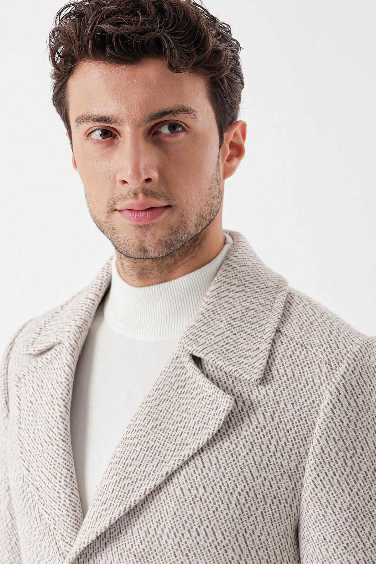 Slim-Fit Patterned Jacket - Beige