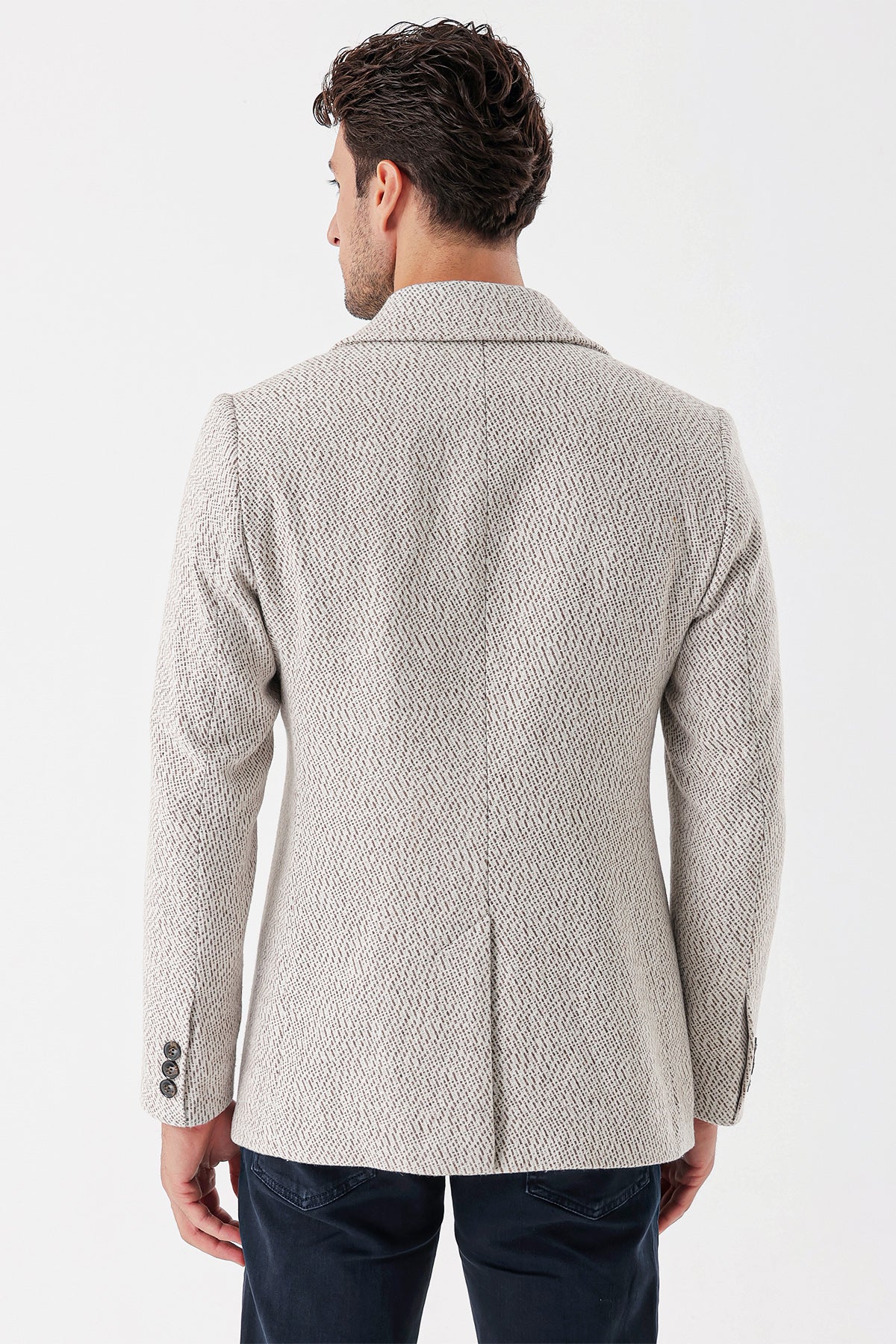 Slim-Fit Patterned Jacket - Beige