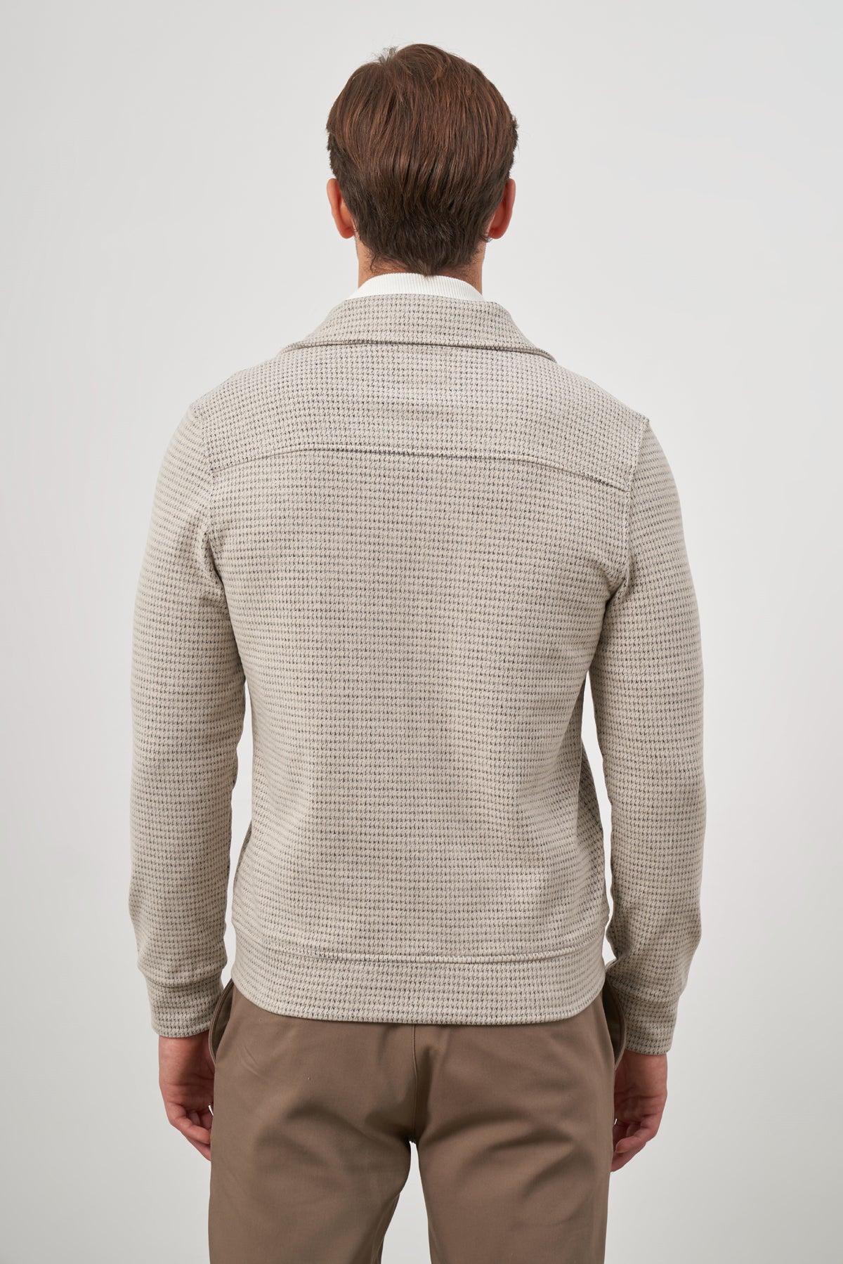 Slim-Fit Textured Jacket - Beige