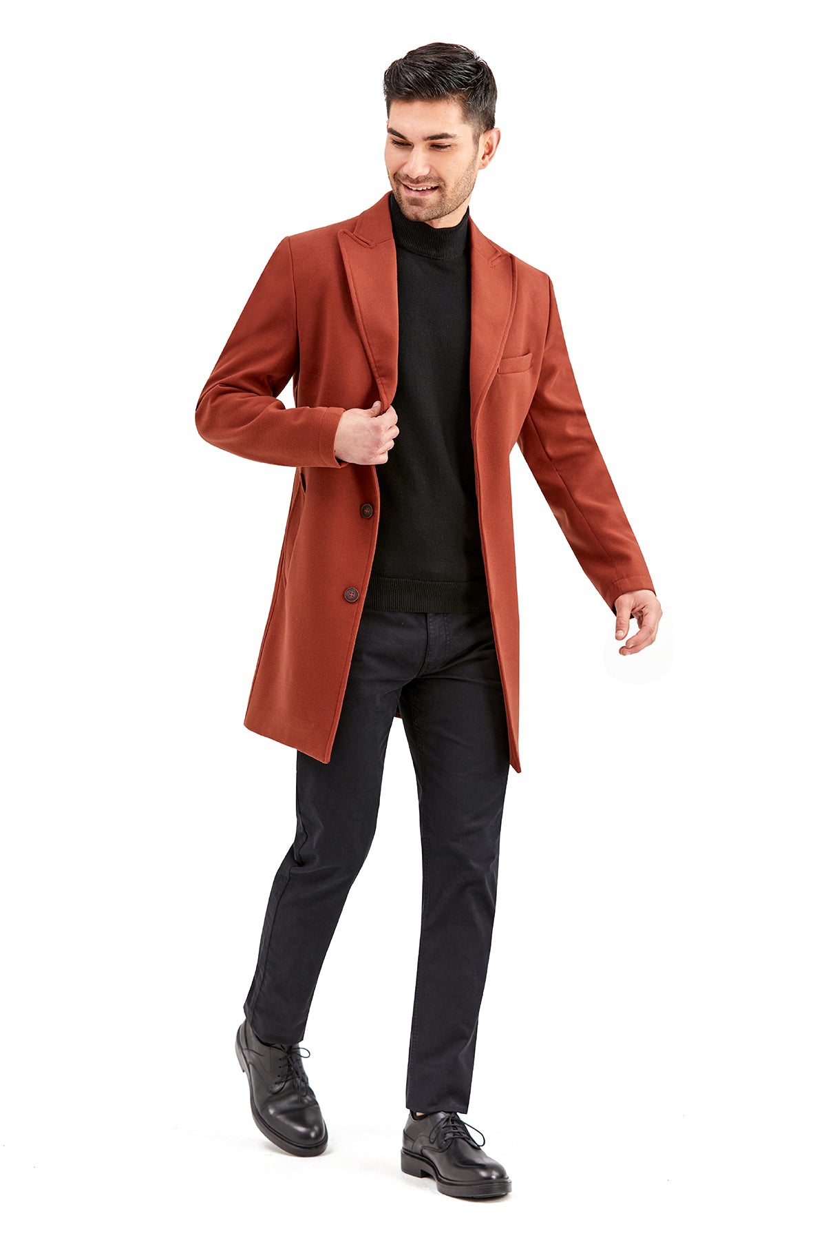 Slim-Fit Plain Coat - Maroon