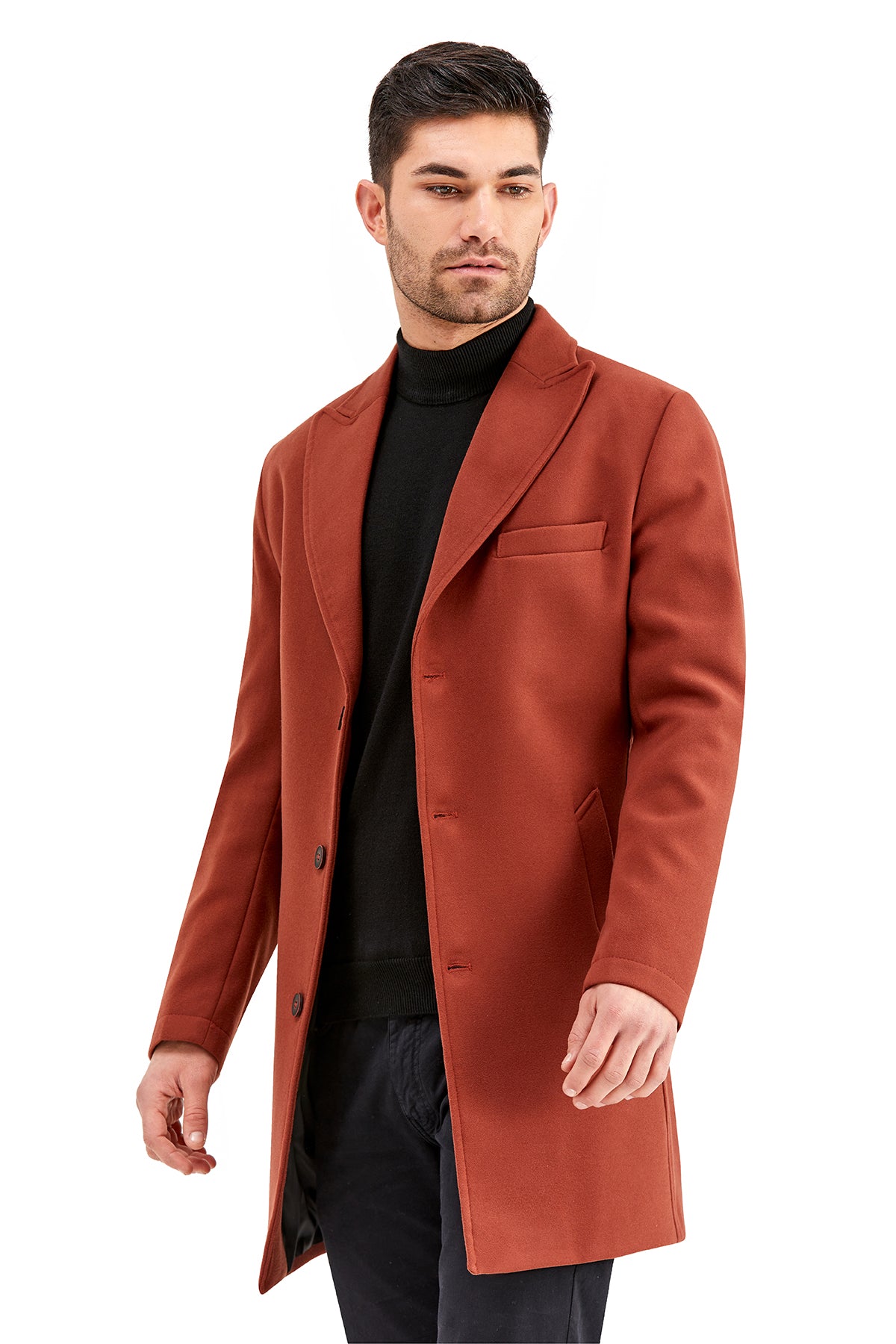 Slim-Fit Plain Coat - Maroon